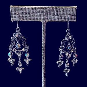 Sparkly Chandelier Earrings~ beautiful colors reflect & light weight ~ Pre-loved